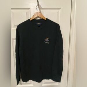 Polo Ralph Lauren Sleepwear Thermal Shirt Mens L Black Polo Bear Waffle Knit